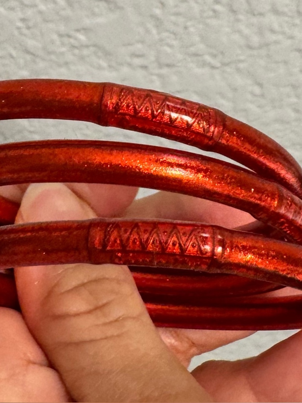 BudhaGirl Metallic Red Bangle Bracelet Set of 3
